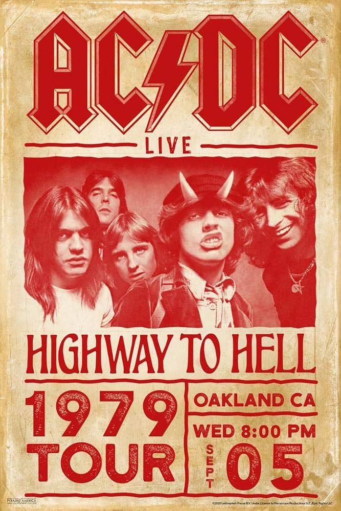 ACDC Highway To Hell 1979 Tour Rock Band Music Classic Retro